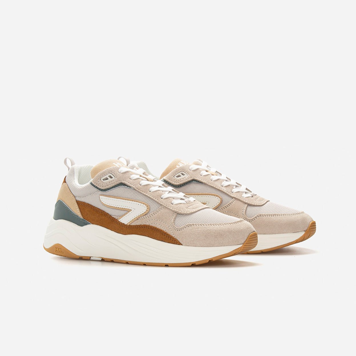 Glide | Light Bone/Off White/Cognac | Men - hubfootwear