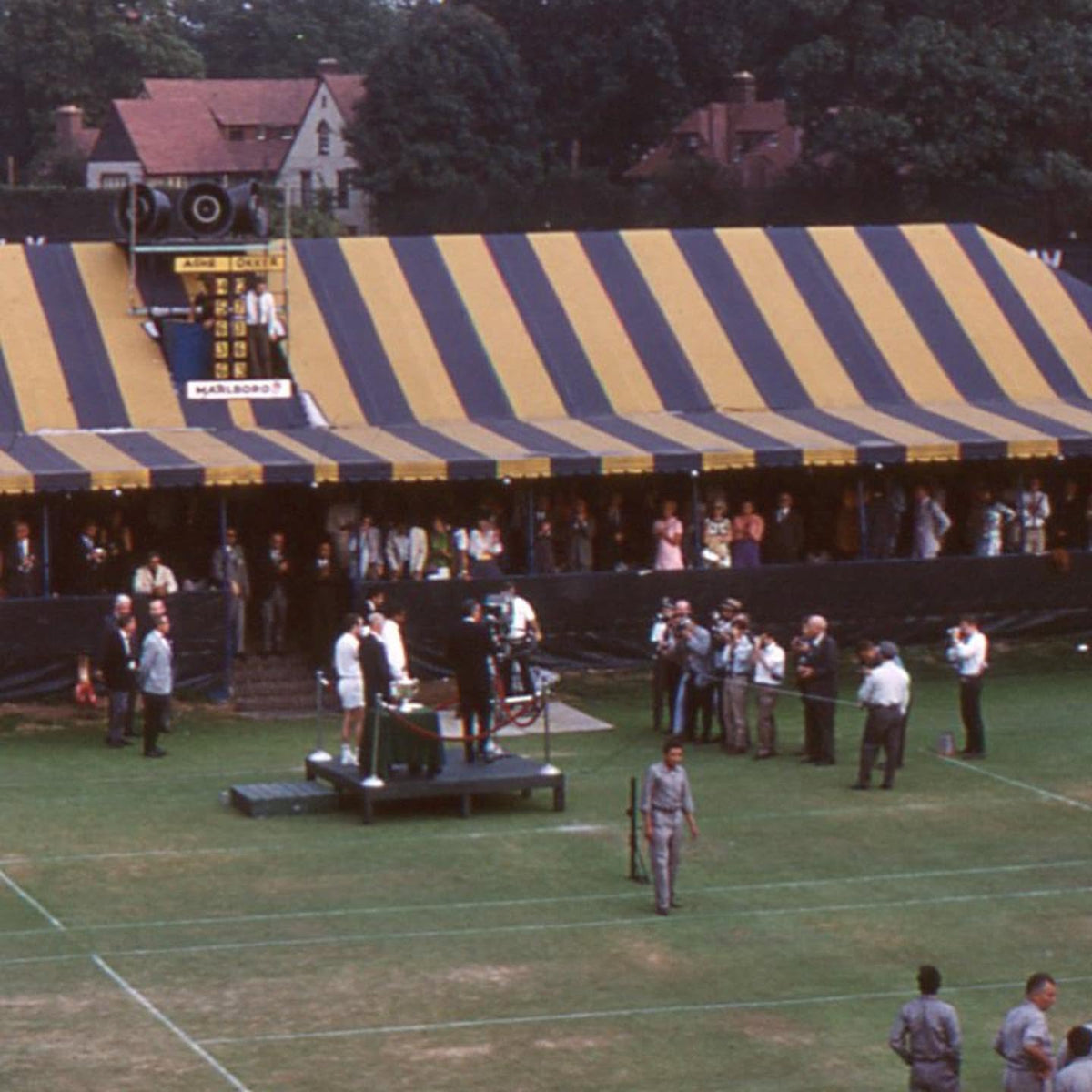 Colored photo of West Side Tennis Club in Forest Hills in 1968 at the US open.