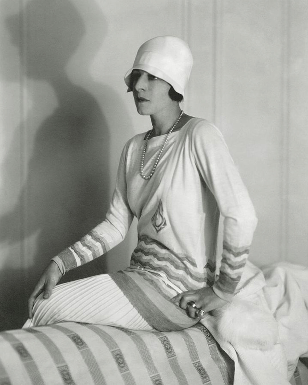 A black and white vintage photograph of Suzanne Lenglen in the 1920s 