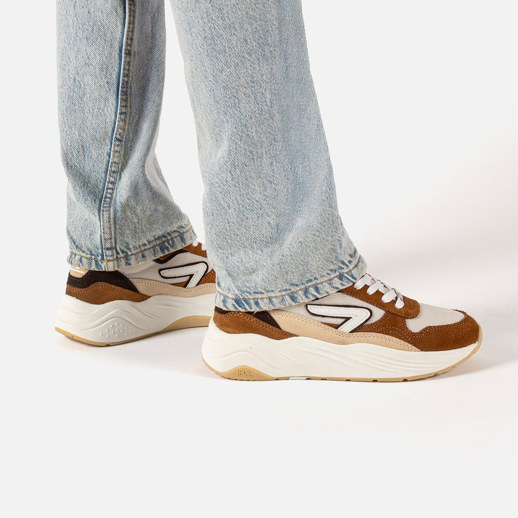 Glide | Light Beige/Off White/Cognac | Women - hubfootwear