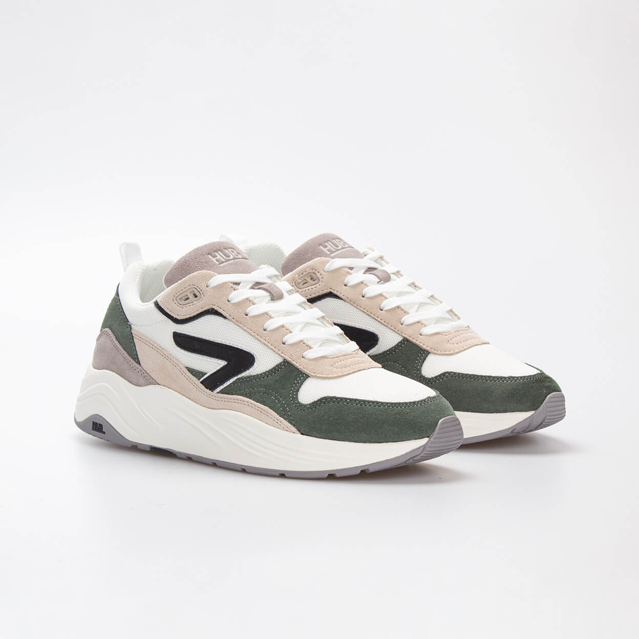 Glide | White/Black/Sage Green | Men - HUB Footwear