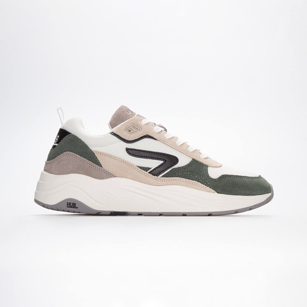 Glide | White/Black/Sage Green | Men - HUB Footwear