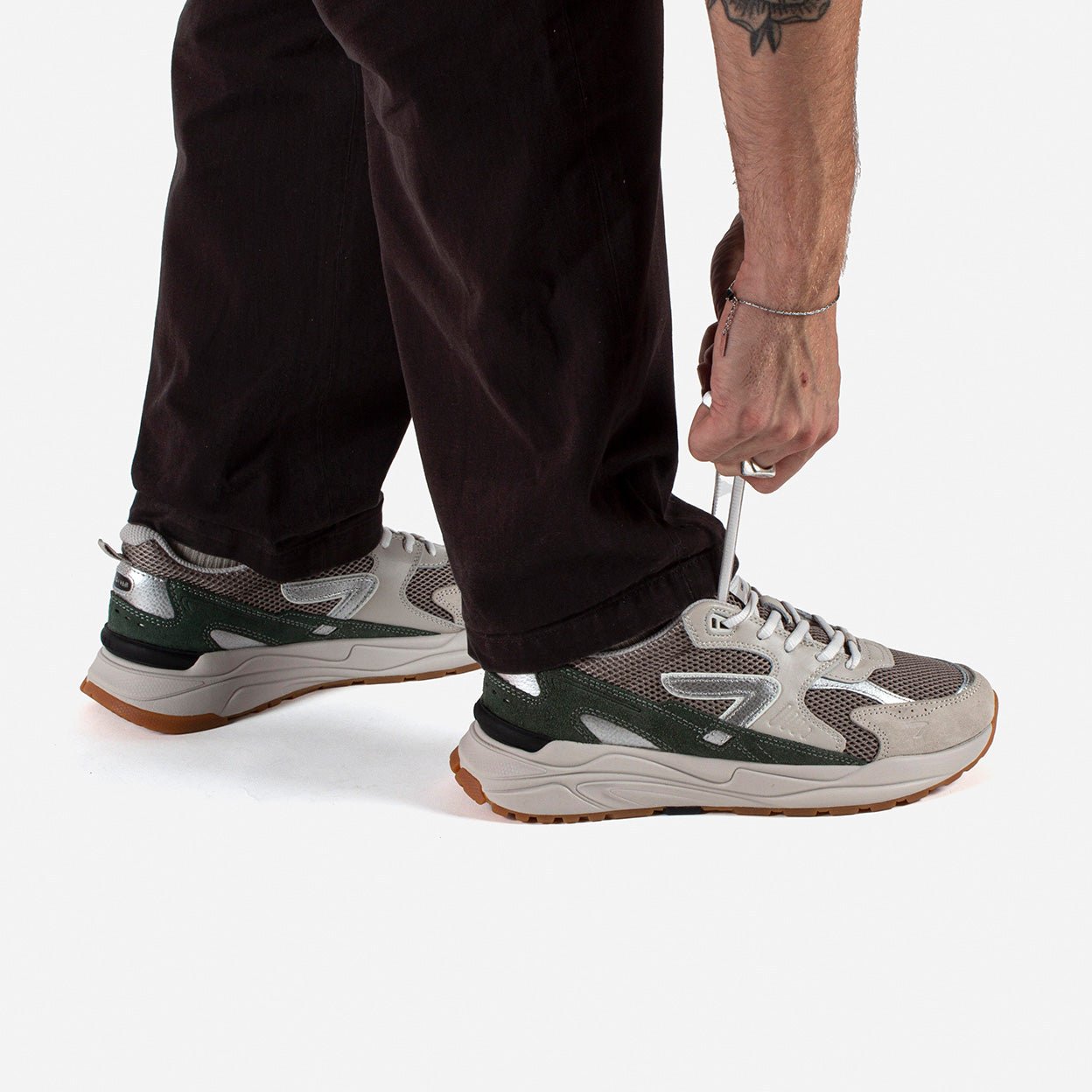 Grid | Almond Brown/Vintage Silver/Sage Green | Men - hubfootwear