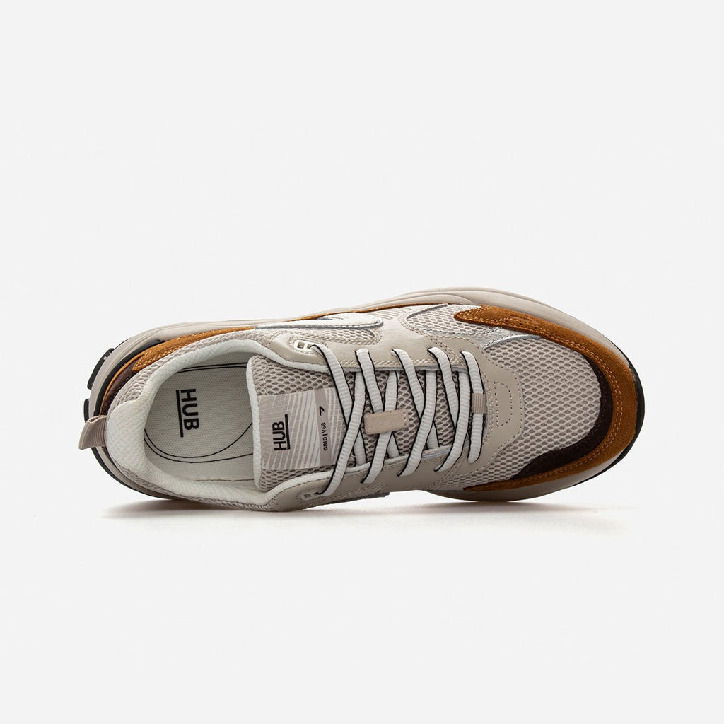 Grid | Light Bone/Off White/Cognac | Men - hubfootwear