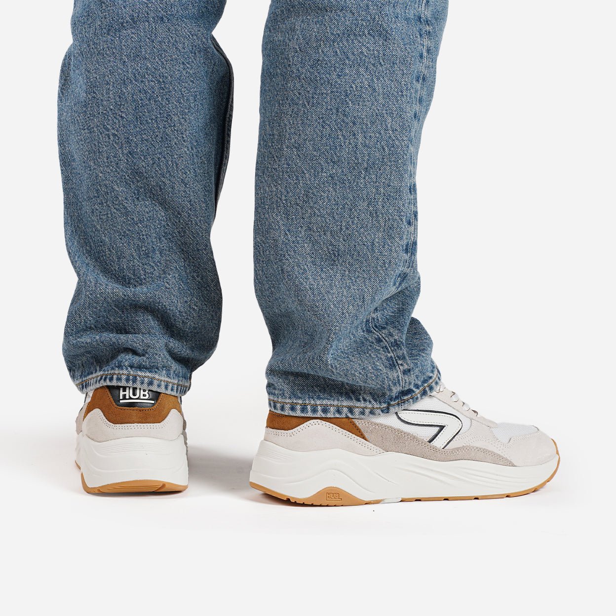 HUB Glide | Off White/Cognac/Dark Coffee | Men - metafield_custom.shoe_type in metafield_custom.web_color