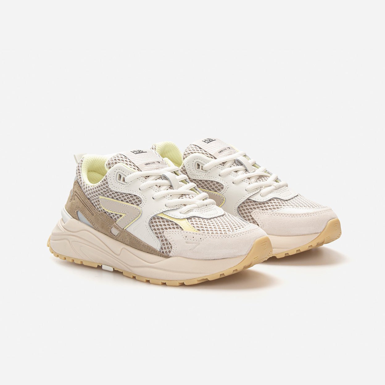 HUB Grid | Almond Brown/Off White/Wax Yellow | Women - metafield_custom.shoe_type in metafield_custom.web_color